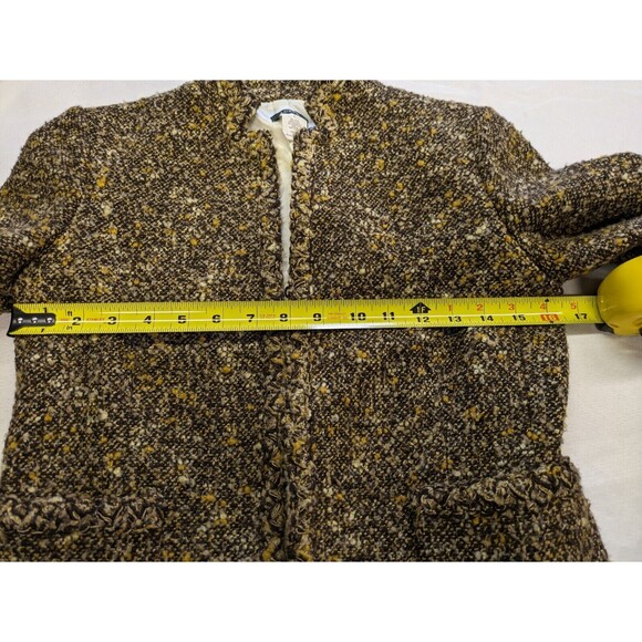 J. Crew Brown Wool Blend Tweed Women's Collarless Blazer Academia Pockets Size 2 - Picture 8 of 9